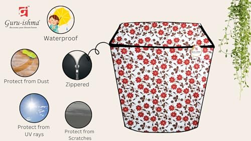 Image of Semi Automatic Washing Machine Cover for 6kg to 8kg Top Load | Waterproof & Dustproof Polyester Cover with Zip | Suitable with Samsung, LG, IFB, Bosch & More(51x 82 x 89 cm, Design 20)