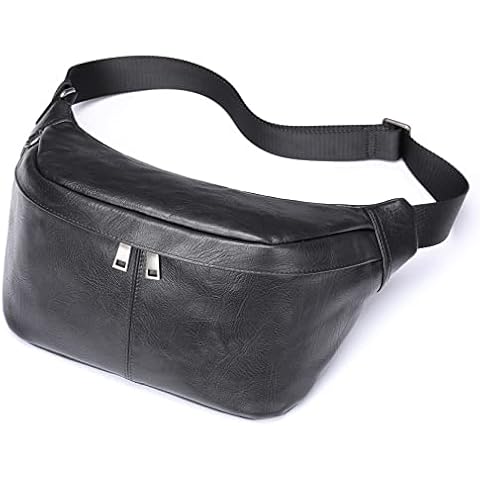 Fashion Bum Waist Bag for Women Ladies, Men's Genuine Leather Waist Bag Fanny Pack Chest Bag Shoulder Crossbody Bag Phone Pouch for Travel Cycling Running Hiking Travel Hip Pouch Waist Bum Belt Bag Tr Cover