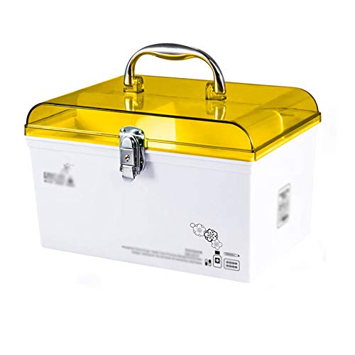 YLX Doppelschichtige Tragbare Hausapotheke für Zu Hause Upgrade Kindersicherung Erste Hilfe Koffer Transparente Abdeckung, Mit Mini-Medizinbox, Medizinschneider, Pink, Orange Cover