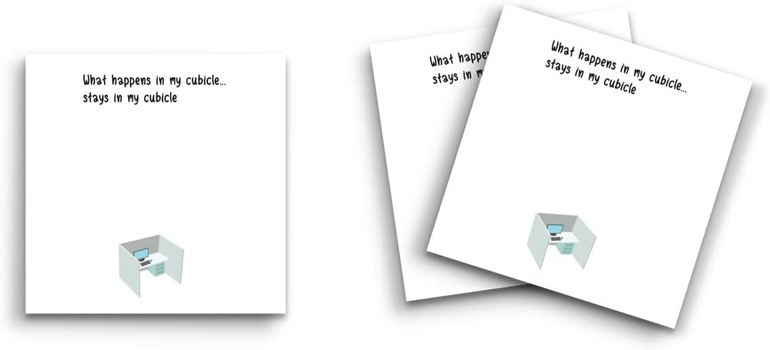 Butler in the Home Sticky Notes 12 Pack 3"x3" 50 Sheet Count Per Pad, Office Humor What Happens in My Cubicle Stays in My Cubicle, Cute Funny Memo Note Pads Stationery Paper