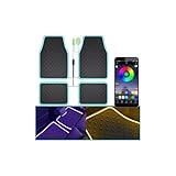 Car Floor Mats with Led Strip Light, Universal Fit Black Automotive Carpet, Interior Car Lights Floor Mats, App Control Faux Leather Anti-Slip Waterproof Neon Car Decor Accessories for SUV,Sedan Etc.