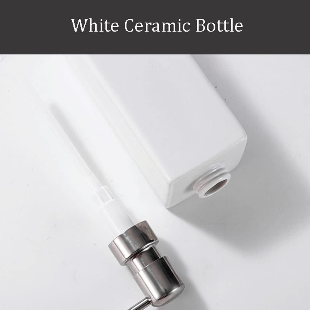 Ceramiczny dozownik do mydła w płynie 400 ml / 13,5 uncji - stylowa pompa ręczna do łazienki z uchwytem ze stali nierdzewnej Top nadaje się do dekoracji wnętrz, idealna do kuchni i prania
