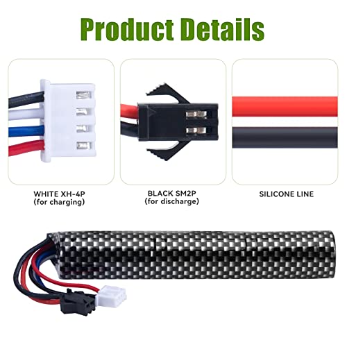 image for OooSure 2 pcs 2000mah 183503 11.1v Battery Gel Blaster Lipo Airsoft Ba