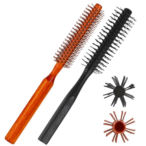 Cepillo redondo pequeño para secador, paquete de 2 unidades, cepillo Quiff Roller con 8 filas de cerdas de nailon, peine redondo para rizar el pelo, cepillo para rizar el pelo mojado ondulado,