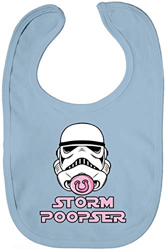 ShirtStreet Geschenk zur Geburt Lätzchen Baumwolle Baby Bib Jungen Mädchen Mädchen - Stormpoopser 2, Größe: onesize,Dusty Blue Cover