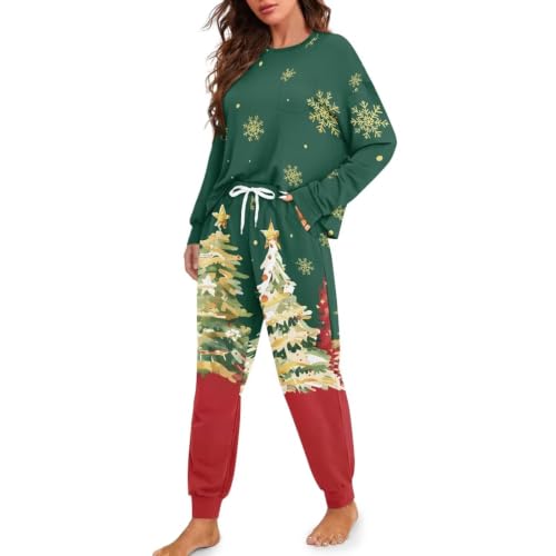 Image of Women's Pajamas Set Soft 2 Piece Loungewear Long Sleeve Pj Set Matching Sleepwear with Pockets for Women Plus Size