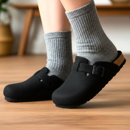 Image of CUSHIONAIRE Hana Womens Clogs | Comfortable Vegan Suede Clogs for Women | Slip On Potato Shoes with Cork Footbed & Arch Support | Memory Foam, Wide Widths Available