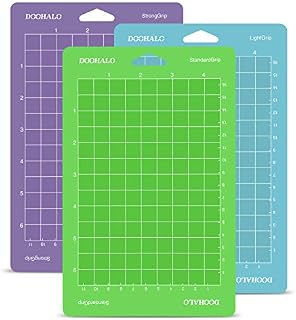 DOOHALO Cutting Mat for Cricut Joy Machine 3 Pack Replacement Adhesive Cut Mats 4.5 X 6.5 inch 11.4CM X16.5CM 3 Pack Replacement Variety Adhesive Vinyl Mats Light grip Standard grip Strong grip.
