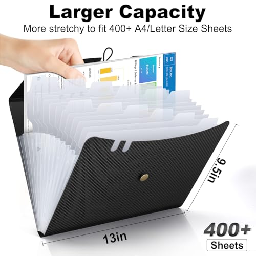 Sooez Pasta de arquivos expansível, organizador de arquivos sanfonado com 13 bolsos, pasta de arquiv