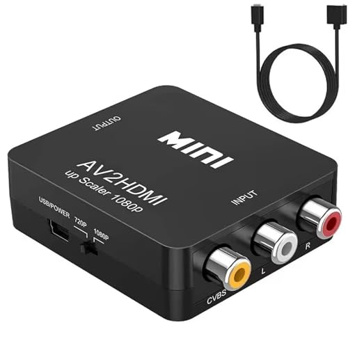 Lerkely - Adaptador RCA a HDMI, Convertidor AV a HDMI, Convertidores para Xbox PS4 PS3 PS2 TV STB VHS Cámara DVD