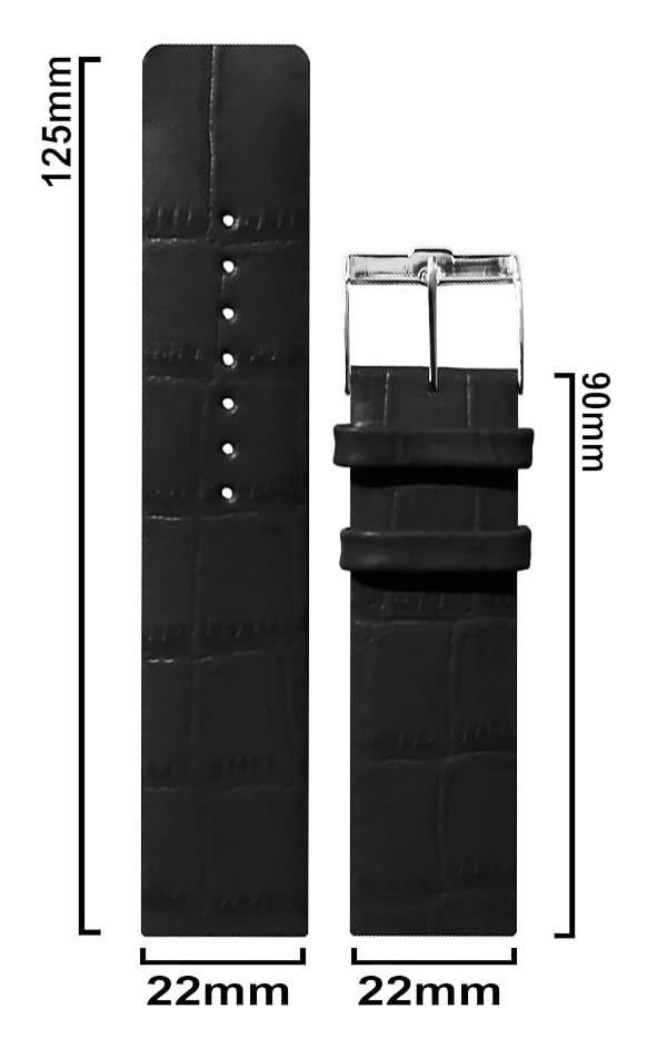 Image of ADAMO 22mm Croco Design Genuine Leather Watch Strap for Men & Boys | Ultra Slim 3mm Thickness Compatible with Tita-n Edge & Similar Watches | Formal & Casual Wear | Silver Buckle | Strap Only