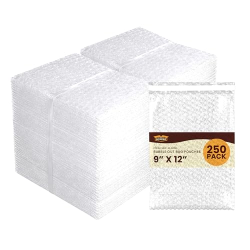 The Boxery 9x12" Clear Self-Sealing Bubble Out Bag Pouches -250