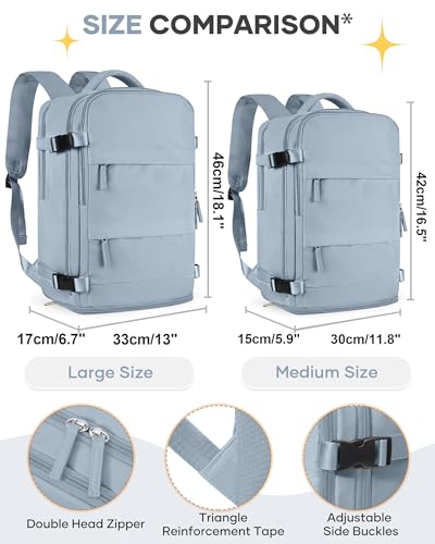 Image of coofay Large Travel Backpack For Women Men Airline Approved Carry On Backpack Flight Approved Waterproof Sports Luggage Backpack Casual Daypack Hiking Backpack Grey Blue