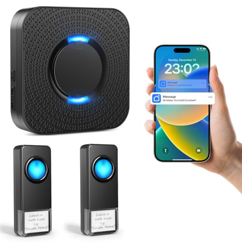 Wireless Doorbell with 2 Buttons, Smart WiFi Doorbell Chime with