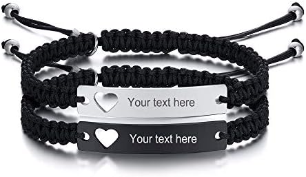 PJ JEWELLERY Magnetic Matching Bracelets for Couples - Personalised Stainless SteelBraided Rope Adjustable Mutual Attraction Couples Bracelets Distance Relationship Bracelet for Him and Her Soulmate