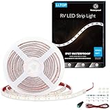 LLTOP RV Awning Lights 12vdc 13ft/4m White LED Strip Camper Waterproof IP67 Motorhome Travel Trailer Canopy Outdoor RV Underglow Exterior Tape Lights