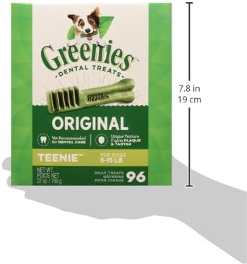 Miniatura 13 de Greenies - Golosinas naturales para la salud dental de perros chiquititos, sabor original, paquete de 27onzas (96 unidades)