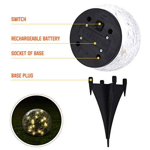 Uonlytech Luzes Solares de Jardim de Bola de Crackle Luzes de Decorativas Ao Ar Livre Luz Noturna de