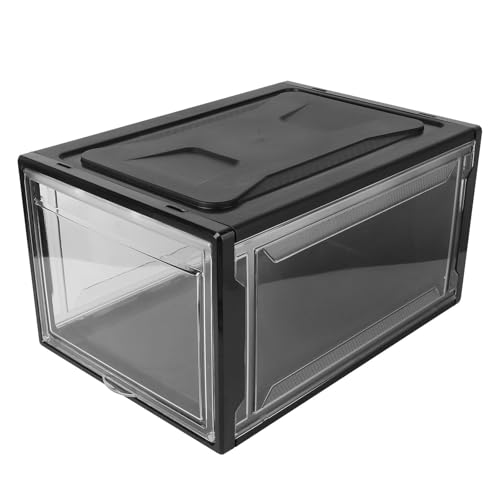 Milisten Caja para Guardar Zapatos Grande Transparente Cierre Negro, Caja Apilable de Plástico Acrílico y PP, Organizador Práctico para Armario y Almacenamiento Doméstico