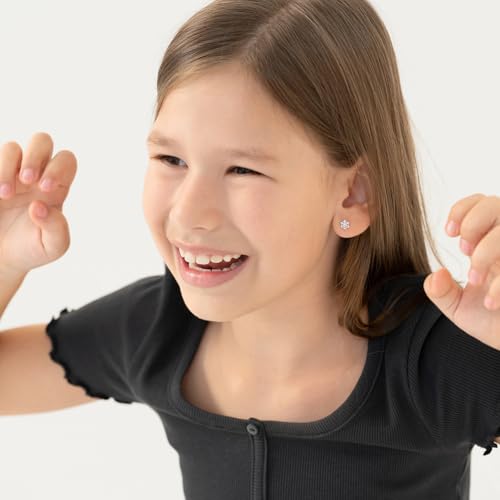 925 Sterling Silver Polished Tangled Spiderweb Safety Screw Back Earrings For Little Girls - Children's Spiderweb Earrings For Children - Little Girls Web Earrings2