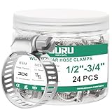 OURU 24PCS Hose Clamps Stainless Steel Adjustable 1/2