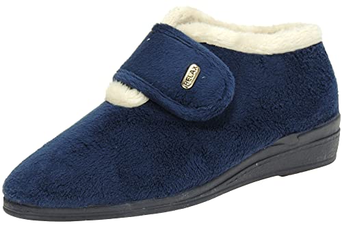 Calzados Romero. Zapatillas Abotinadas de Casa para Mujer Invierno Paño Abrigo Antideslizante Calza Ancho Ajustado Delante 1040. Marino Talla 37