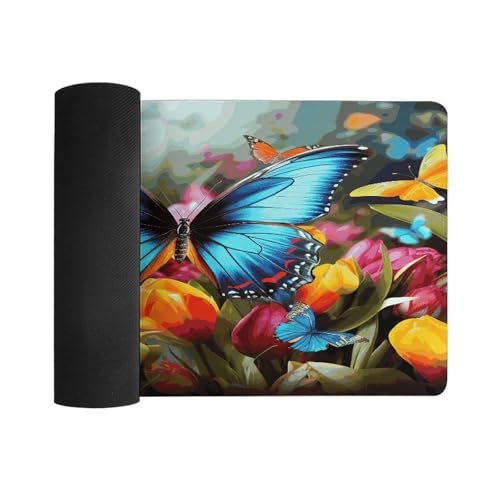Pad Mouse Grande Colorido con Diseño Floral y Mariposas miniatura 3