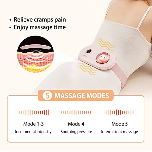 Fast Heating Belly Wrap Belt with 3 Heat Levels and 5 Massage Modes Back or Belly Heating Pad for Women and Girl Portable USB (Pink) - Image 4