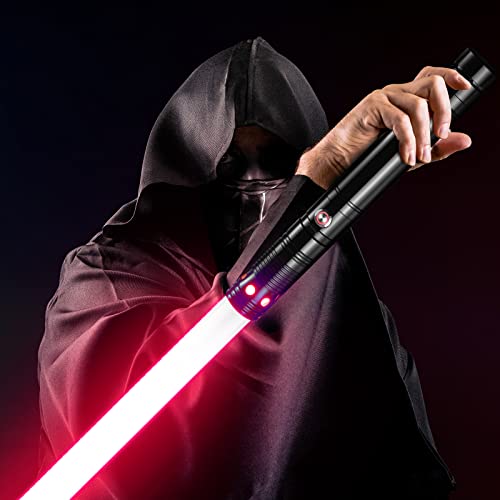 SMAUTOP Sabre Laser, Sabre Laser Rechargeable de Type C, poignée en Alliage 15 Couleurs avec 10 Modes sonores, décoration de Noël Halloween pour Enfants (Noir) Cover