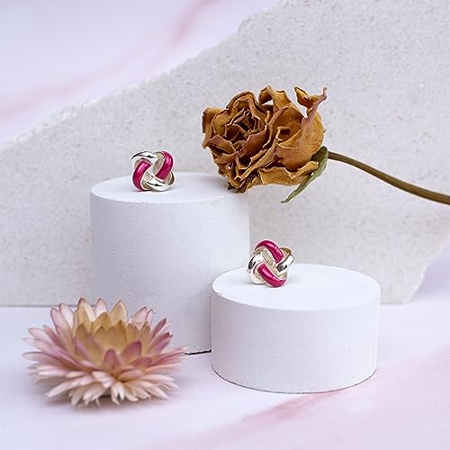 Boucles d'oreilles clous argent sterling avec nœud émail - 2