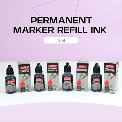 Image of Soni Officemate Permanent Marker Ink -15ml | Pack of 4 (Black)| Quick-Dry, Smudge-Free, Long-Lasting | Eco-Friendly