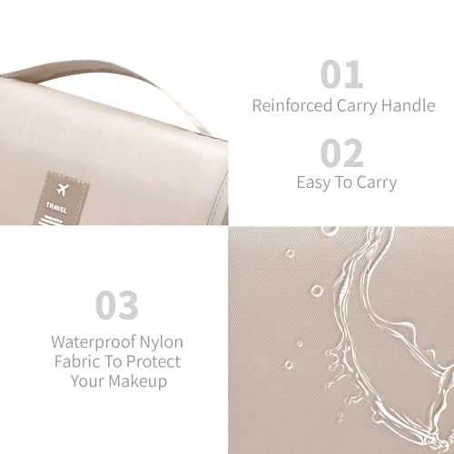 Image of Lcsmaokin Large Capacity Toiletry Bag Travel Bag with Hanging Hook for Men and Women Waterproof Travel Cosmetic Bag Bathroom Storage Bag for Brushes Set, Full-Sized Shampoo, Toiletries, Accessories,