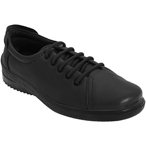 Mod Comfys LINDSAY Ladies Leather Lace-Up Padded Shoes Black UK 4 Cover