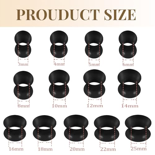 LOCCY 8 Paar Flesh-Tunnel aus Silikon, 3-25mm Schwarz Weiß Extra Weich Silicone Ohr Tunnel Plug Hart Silikon Tunnels Plugs Double Flared Flexibler Ohr Expander Piercing Unisex (Schwarz+Weiß, 6mm)