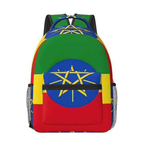 Sac à dos pour ordinateur portable imprimé drapeau Éthiopie noir
