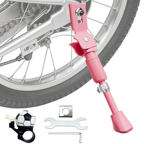Aeneadbaby Kickstand for Kids Bike Upgraded Adjustable Kids Bike Kickstand for 14 16 18 20 22 Inch Kids Bike Aluminum Alloy Easy Install Universal Rear Kids Bicycle Kick Stand. (pink)