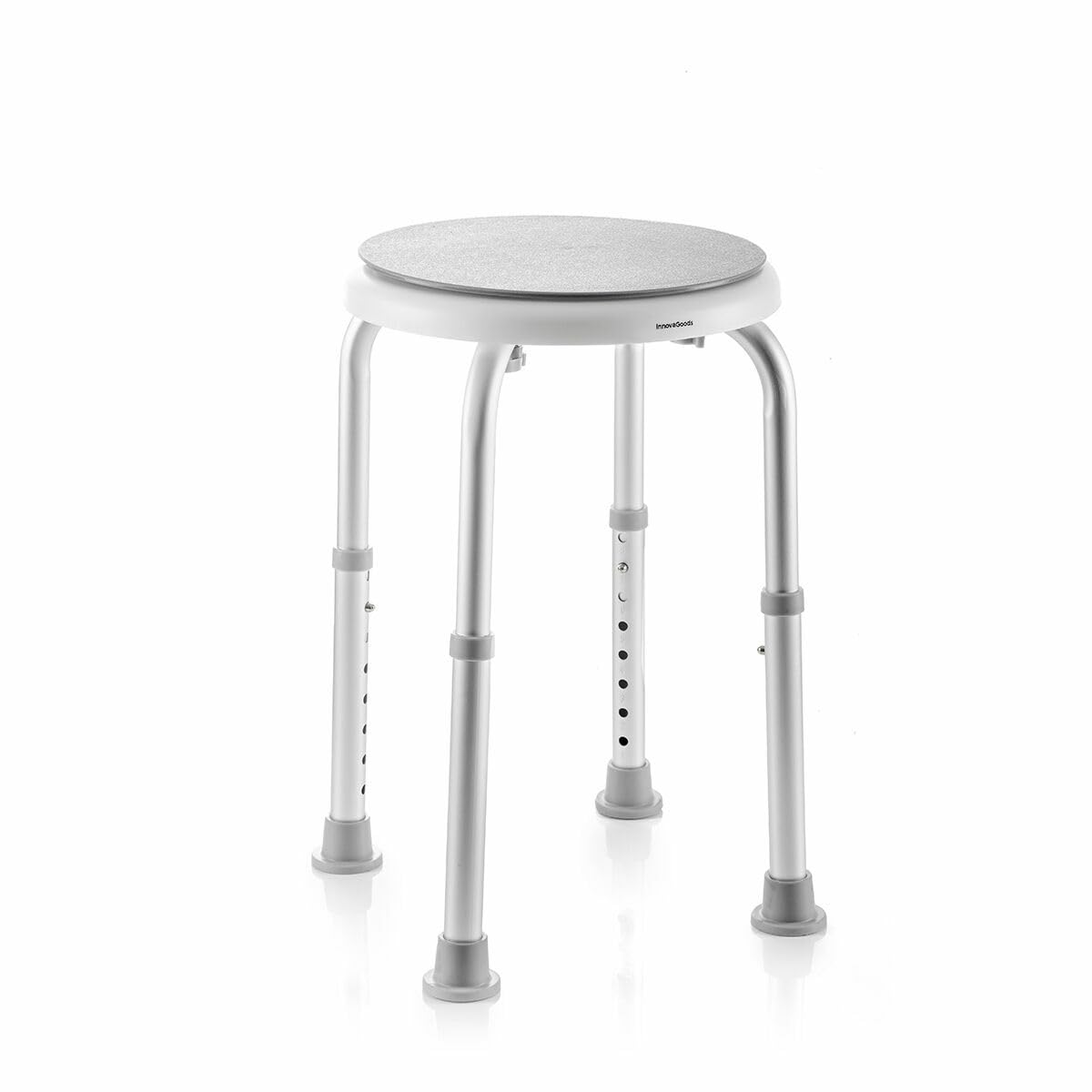 InnovaGoods® Taburete Baño Giratorio, Silla Ducha Personas Mayores con rotación de 360º, Taburete con 8 Niveles de Altura Ideal para Personas Mayores y Personas con Movilidad Reducida.