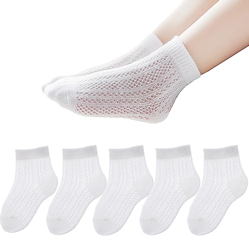 Looching 5 Pairs Baby Boys Girls Mesh Thin Socks Toddler Cotton Breathable No Show Low Cut Ankle Socks for 1-12T Kids2