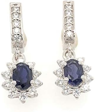 Natural 2.5ct Iolite 925 Solid Sterling Silver Earrings 25mm - Image 2