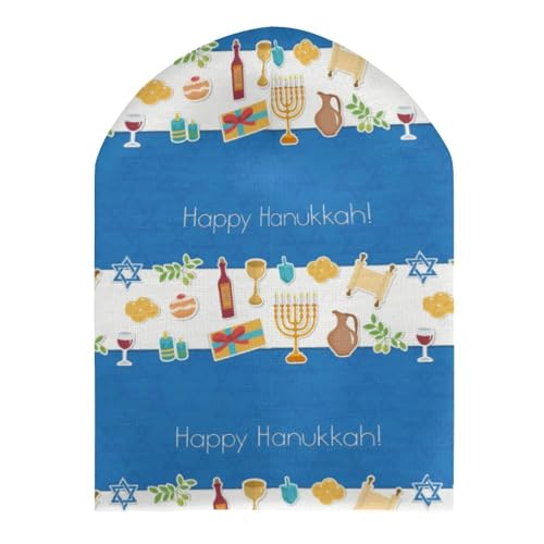 Happy Hanukkah Kids Beanie Hat for for Girls Boys Children Cap Winter Knitted Chemo Cancer Headwear Accessories Gifts Decoration Black3