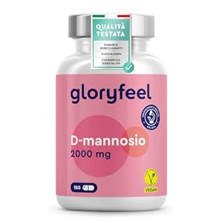 D Mannosio Puro 2000mg, 180 Capsule, Integratore Cistite, 100% Naturale, Integratore di prima Qualità per Benessere e Supporto Vie Urinarie, 100% Vegan, senza Additivi