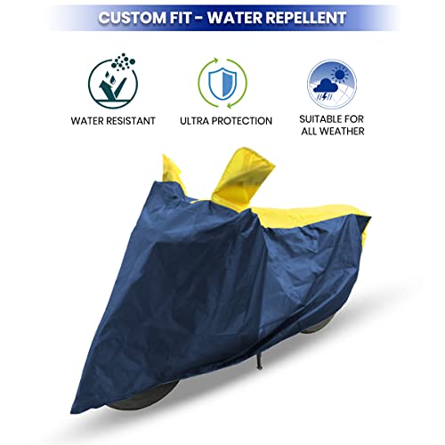 Image of Hunter 350 Two Wheeler Bike Cover Accessories - Dustproof - UV Protection - Premium Bike Cover Blue Yellow