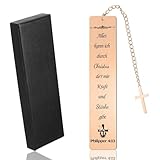 Lesezeichen Metall mit Bibelvers und Geschenkbox, Bibel Lesezeichen Personalisiert, Christliche Geschenke, Spirituelle Geschenke, Bibelvers Zubehör Einschulung Geschenk,13×2.6cm (Gold)