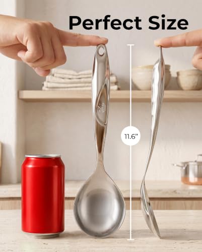 Image of Zulay Kitchen Stainless Steel Serving Spoon - 11.5 inch Large Cooking & Serving Spoon with Ergonomic Handle - Durable, Rust-Resistant & Dishwasher Safe Kitchen Utensil for Cooking and Buffets | 11.5 inch Large Cooking & Serving Spoon with Ergonomic Handle - Durable, Rust-Resistant & Dishwasher Safe Kitchen Utensil