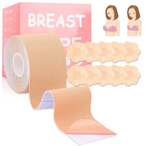 La mejor comparación de Cinta adhesiva para lencería para Mujer al mejor precio. 44 Cinta Para Busto de 5 Metros y 10 Piezas de Pezoneras Adhesiva, Tape para Busto, Cinta para Levantamiento de Busto, Cubre Pezones para Mujer, Boobe Tape de Senos para Trajes o...