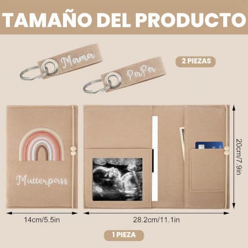 Miniatura 2 de Funda De Fieltro Para Pasaporte, Funda Para Cartilla De Embarazada De Fieltro, Funda Para Pasaporte De Maternidad Con 2 Llaveros, Pasaporte De Maternidad Primera Calidad Para Certificado De Vacunación