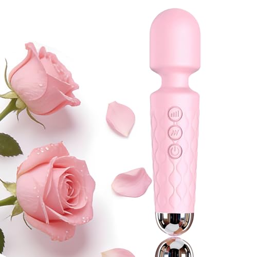 Personal Massager Silicone 8 Speeds 20 Modes Cordless Portable Waterproof Whisper-Quiet USB Rechargeable Pink (Pink)