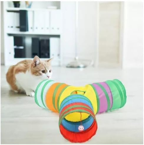 Túnel Dobrável para Gatos no Formato de Y, Brinquedo Interativo, Portátil, Labirinto Colorido Com 3