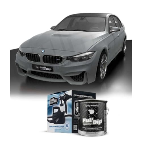 AutoFullCar - Kit Pintura Vinilo Líquido Full Dip - Formato 4 Litros + Pistola Eléctrica | Acabado Profesional y Removible | Fácil Aplicación | Coches, Motos (NARDO GREY, URBANO)