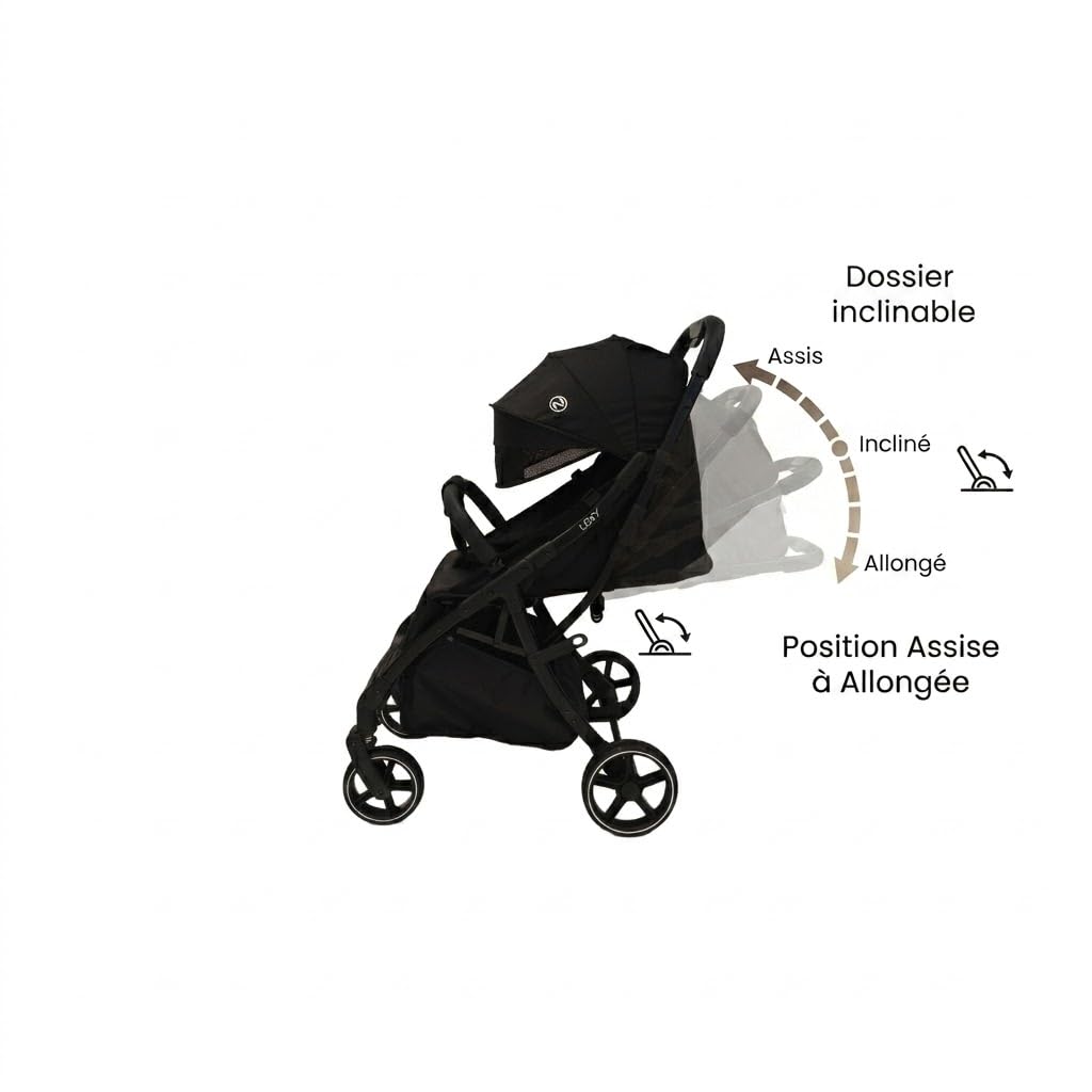 Nania Lexy Passeggino compatto 0-4 anni 0-22 kg Passeggino canna Bebe leggero e compatto, reclinabile, parapioggia